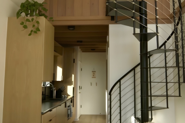 a frame cabin living room