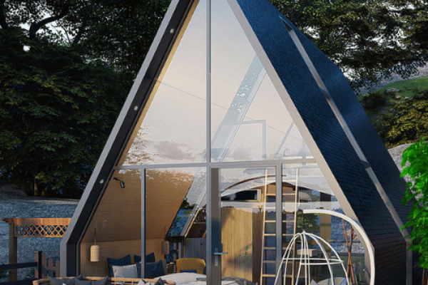 a frame cabin modern